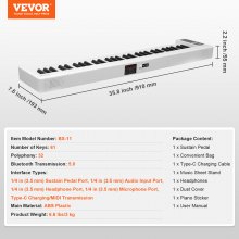 VEVOR 61 Tasten Digitalpiano E-Piano faltbares Klavier Bluetooth MIDI Weiß