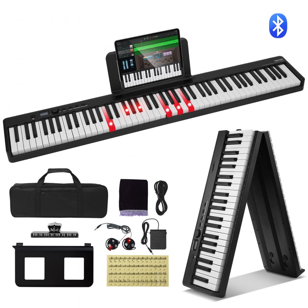 VEVOR 88 Tasten Digitalpiano E-Piano faltbares Klavier Bluetooth MIDI Schwarz