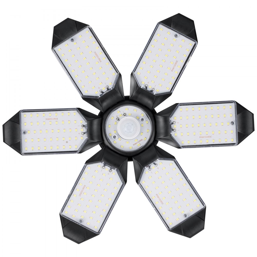 VEVOR 2er-Pack LED-Garagenleuchten, 15000 lm, 6500 K, Bewegungsmelder-Garagendeckenleuchte mit 6 verformbaren Lampen, E26/E27-Einschraub-Garagenbeleuchtung, superhelle Ladenleuchten für Keller, Lager