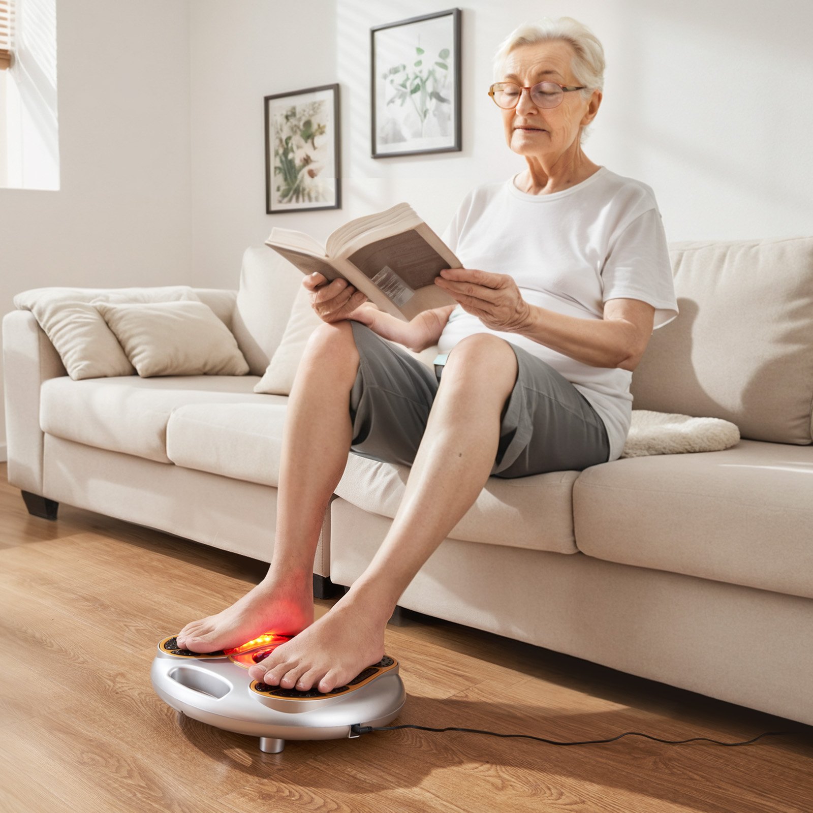 VEVOR Fußmassagegerät, EMS- und TENS-Fußmassagegerät bei Neuropathie, elektrischer Fußstimulator mit 25 Modi, 99 Intensitäten und Fernbedienung zur Schmerzlinderung, Plantarfasziitis, Durchblutung