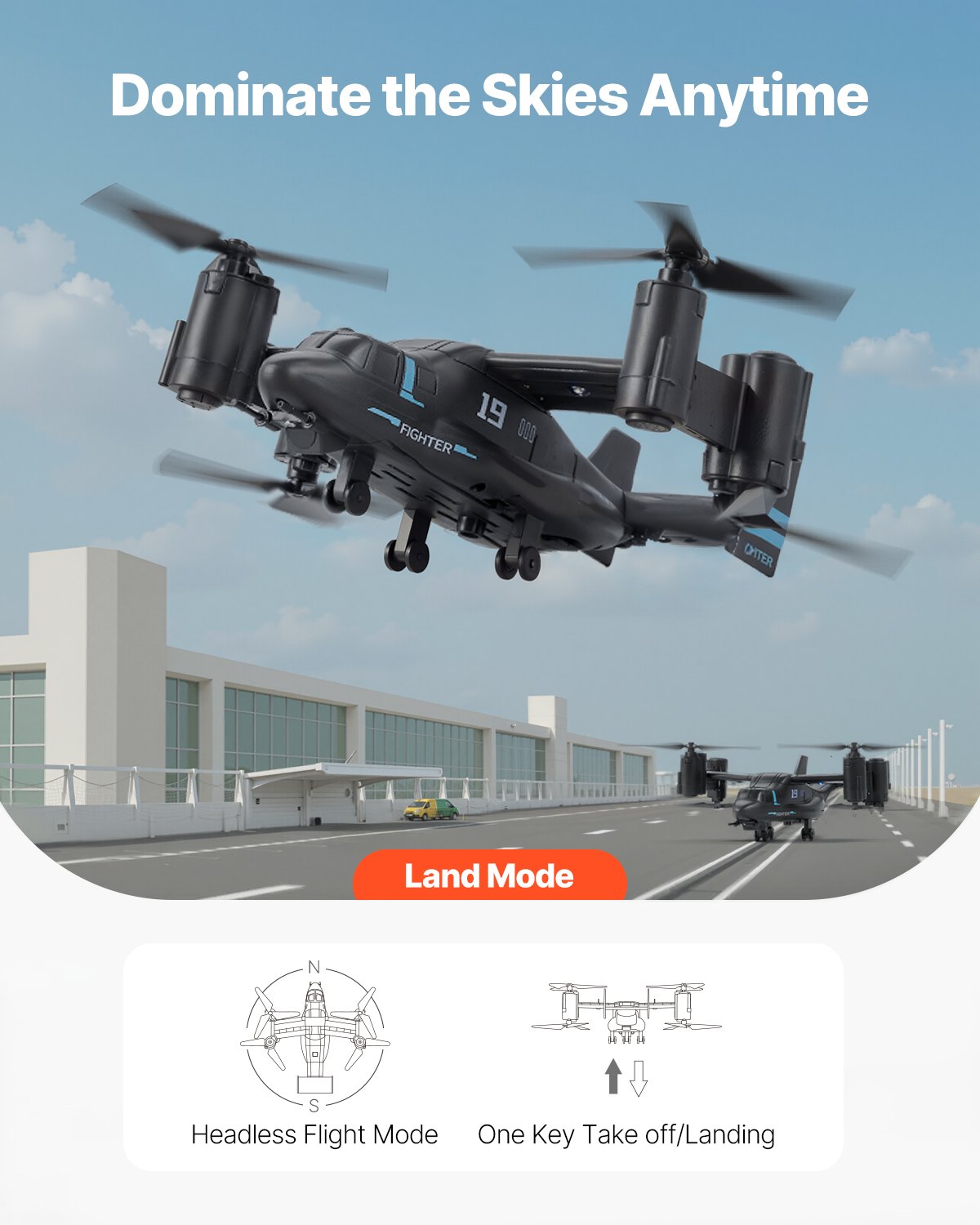 VEVOR RC Helikopter, 2,4-GHz-Ferngesteuerter Hubschrauber mit Gyroskop, 4-Kanal-RC-Flugzeug für Anfänger, Start/Landung mit einer Taste, Flugflugzeugspielzeug für Kinder ab 8 Jahren