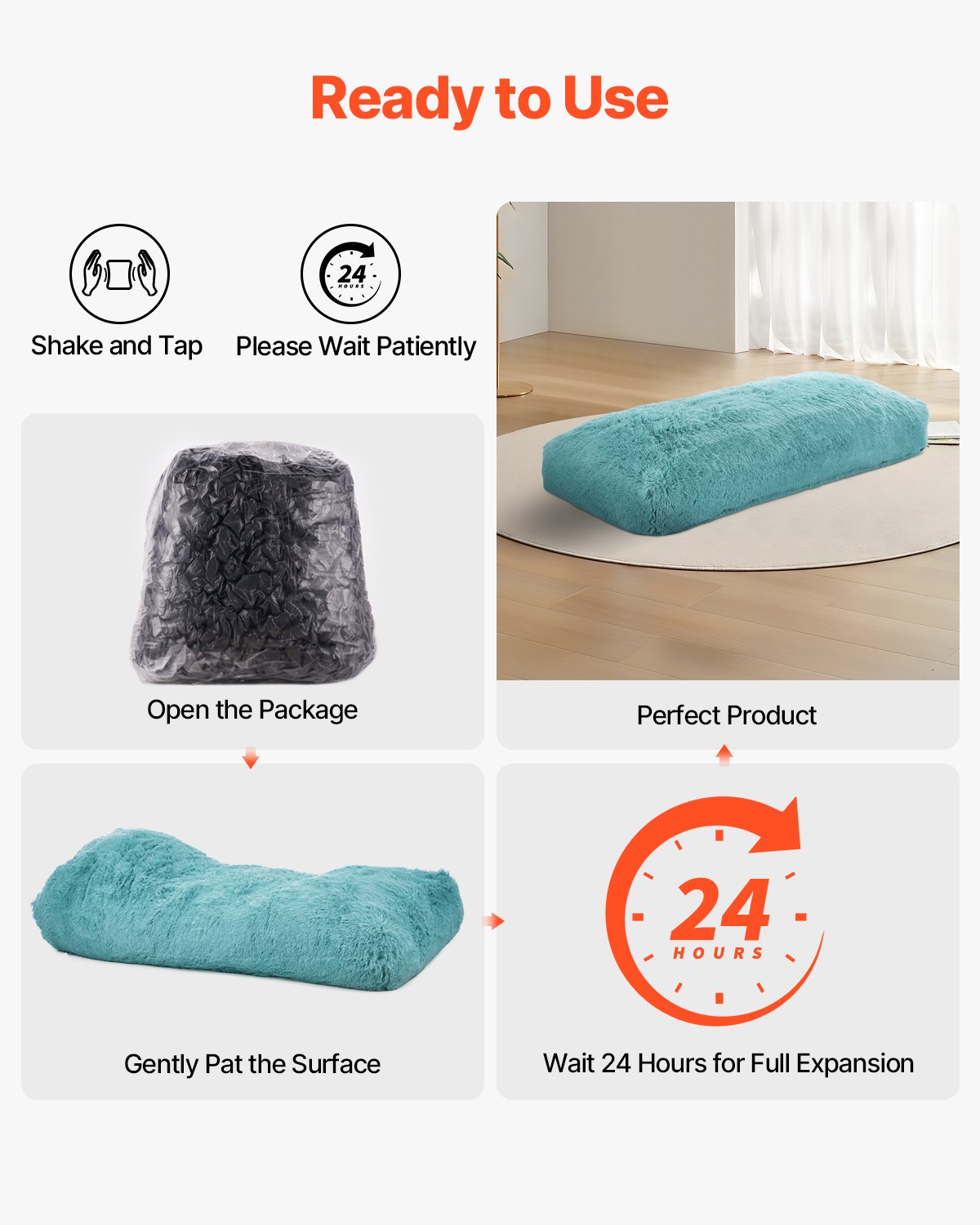 VEVOR Sitzsack Sitzkissen Bean Bag Erwachsene (1810 x 800 x 380 mm) mit abnehmbarem & waschbarem Bezug, gefüllt mit flauschiger Plüsch und hochdichter Schaumstofffüllung, Bodensitzsack Blau