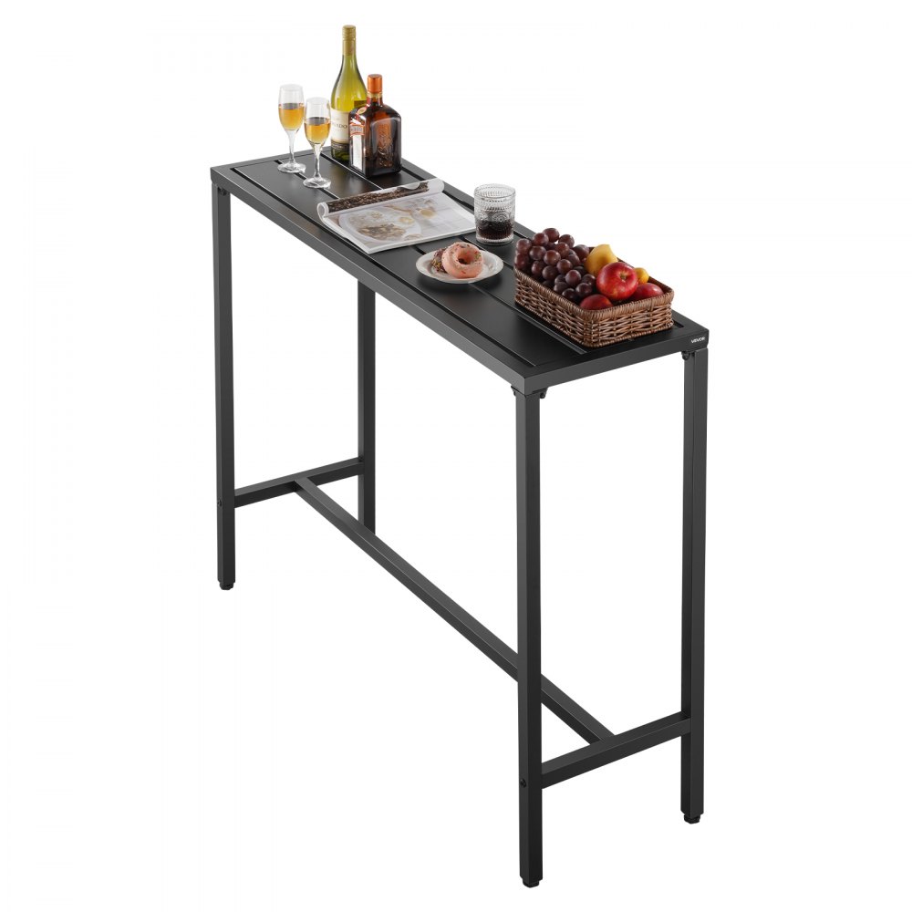 VEVOR Bartisch, 1200 x 375 x 980 mm, Bistrotisch, Stehtisch mit Metallgestell, rechteckige Esstische, Küchentisch, Tresentisch, Partytisch, Gartenmöbel für Balkon, Garten, Poolrand