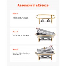 VEVOR Chafing Dish Set Speisenwärmer Edelstahl 7,5L 4 Behälter Gold Buffet