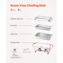 VEVOR Chafing Dish Set Speisenwärmer Edelstahl 7,5L 2 Stk. Buffet Roségold