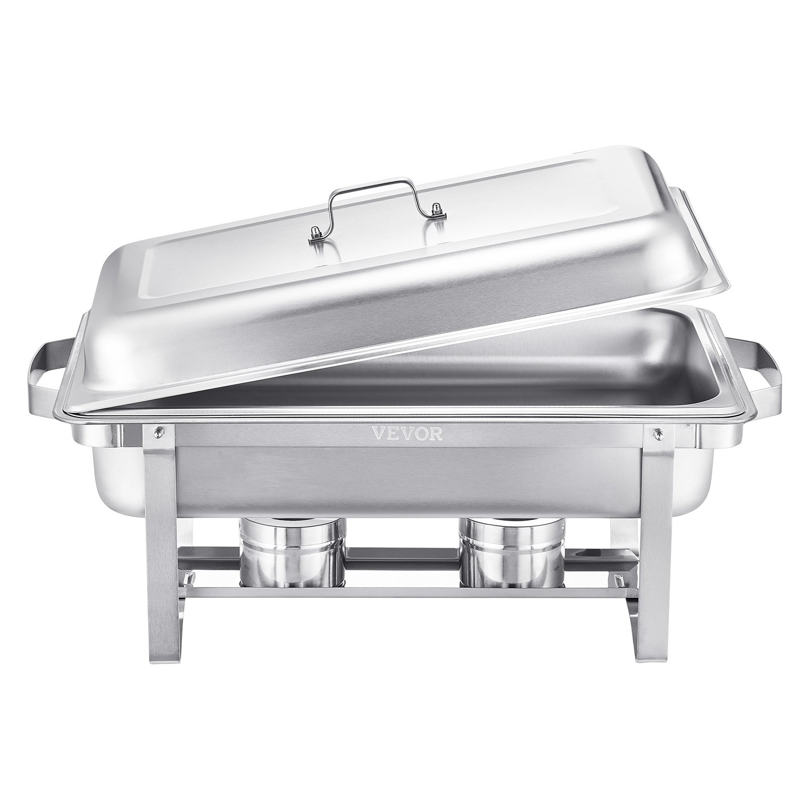 VEVOR Chafing Dish Buffet Edelstahl-Chafing Dish mit 6 Pfannen in voller Größe (7,5 L), rechteckiger Catering-Wärmespender mit Deckel & Wasserpfannenständer & Brennstoffhalter, für Partys, Silber