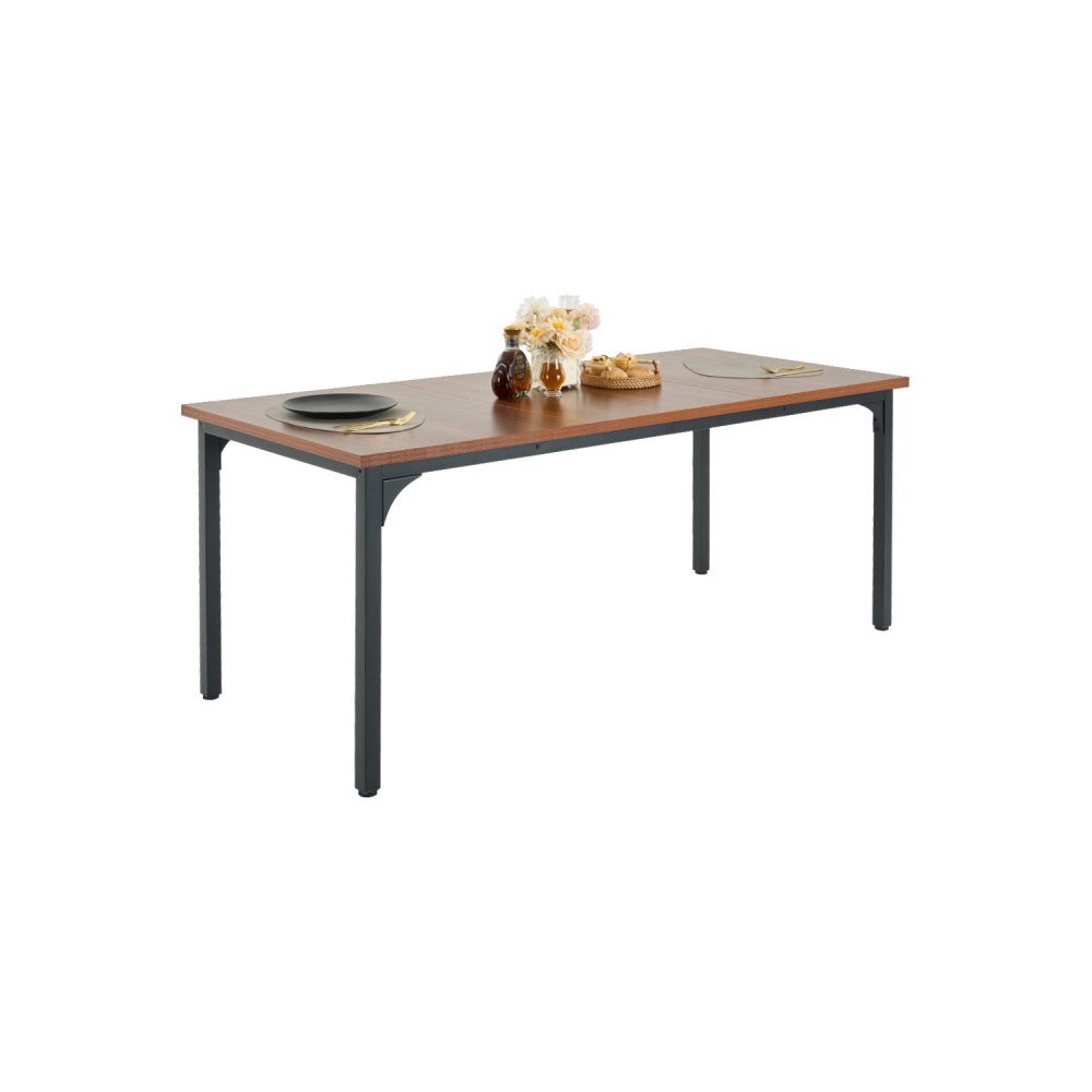 VEVOR Rechteckiger Esstisch Küchentisch Holztisch (180 cm / 136,1 kg belastbar) für 6–8 Personen, Bauernhaus-Esszimmermöbel mit Eisenbeinen, für Küche zu Hause Wohnzimmer, braun (nur Tisch)