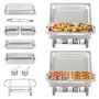 VEVOR 2 Stk. Chafing Dish Profi Set Wärmebehälter Edelstahl Buffet Set Rechteckig, 2 x 9 L /  4 x 3,5 L, 53 x 32,5 x 6,5 cm Jeder Behälter, für Buffets, Familienfeiern, Bankette, Hochzeiten usw.