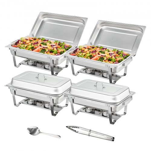 VEVOR Edelstahl Warmhaltebehälter Speisenwärmer 4x7,5L 4 Stk. Chafing Dish Set