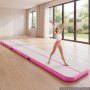 VEVOR Aufblasbare Gymnastikmatte 500x100x10 cm Airtrack-Turnmatte für Training, Wettkampfsport & Yoga, mit Rutschfester Oberfläche, 600-W-Elektroluftpumpe, Reparaturflicken, Düsen & Tasche, Pink