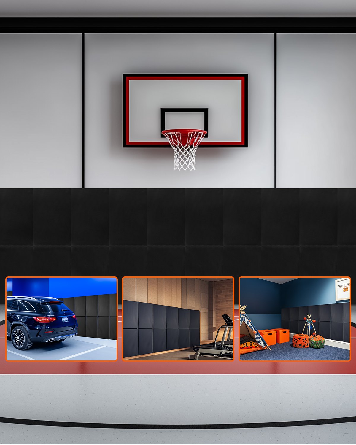 VEVOR Wandpolster für Fitnessstudios (150 x 50 x 5 cm) reißfeste Wandmatte, abnehmbare Schaumstoffpolsterung mit hoher Dichte zur Wandmontage für Basketballplätze, Schutzpolster für Garage Keller