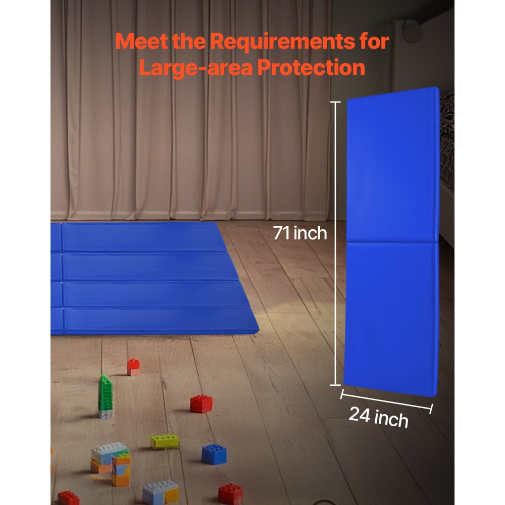 VEVOR Wall Padding for Gyms (180 x 60 x 5 cm) Tear-Resistant Wall Mat, Removable High-Density Foam Padding for Wall Mounting for Basketball Courts, Protective Padding for Basements, Blue