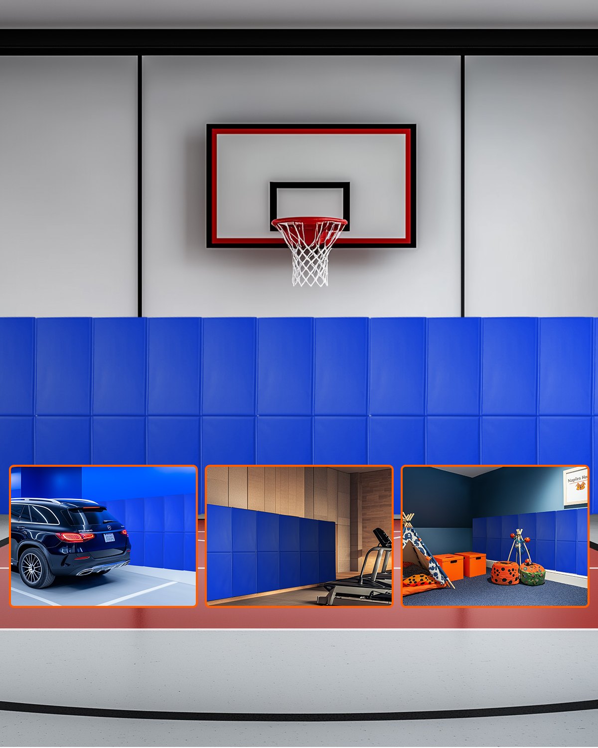 VEVOR Wandpolster für Fitnessstudios (180 x 60 x 5 cm) reißfeste Wandmatte, abnehmbare Schaumstoffpolsterung mit hoher Dichte zur Wandmontage für Basketballplätze, Schutzpolster für Keller Blau