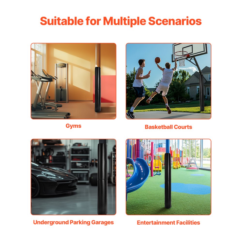 VEVOR Basketball Padding (180 cm high) Padding compatible with square poles (40 x 40 to 115 x 115 mm) and round poles (outer diameter 50-160 mm) Protective padding for basement garage