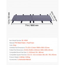 VEVOR Basketball Polster (180 cm hoch) Polsterung kompatibel mit quadratischen Stangen (40 x 40 bis 115 x 115 mm) und runden Stangen (Außendurchmesser 50–160 mm) Schutzpolsterung für Keller Grau