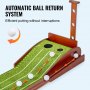 VEVOR Golf Puttingmatte, Golfmatte mit 2 Löchern, Indoor/Outdoor Golf Übungsmatte, Minigolf-Set mit automatischer Ballrückführung, Ausrichtungsleitfaden, Holzbasis, Golf-Trainingsgeräte, Grün