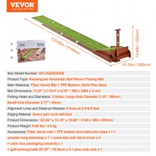 VEVOR Golf Puttingmatte Golfmatte 2 Löcher Putting Green Golf Trainingsmatte