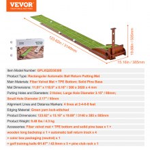 VEVOR Golf Puttingmatte Golfmatte 2 Löcher Putting Green Golf Trainingsmatte