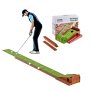 VEVOR Golf Puttingmatte, Golfmatte mit 1 Löchern, Indoor Golf Übungsmatte, Minigolf-Set mit automatischer Ballrückführung, Ausrichtungsleitfaden, Holzbasis, Golf-Trainingsgeräte, Grün, zu Hause