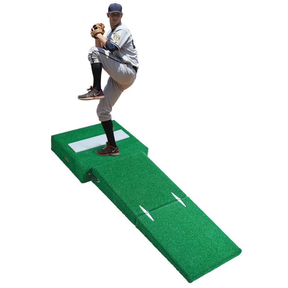 VEVOR Pitching Mound, tragbarer Baseball Pitcher Mound, 77 Zoll Pitching-Trainingsausrüstung (Oudoor / Indoor), Softball-Pitching-Hilfen mit Antifade-Rasen & Pitching-Gummi & Tragegriff