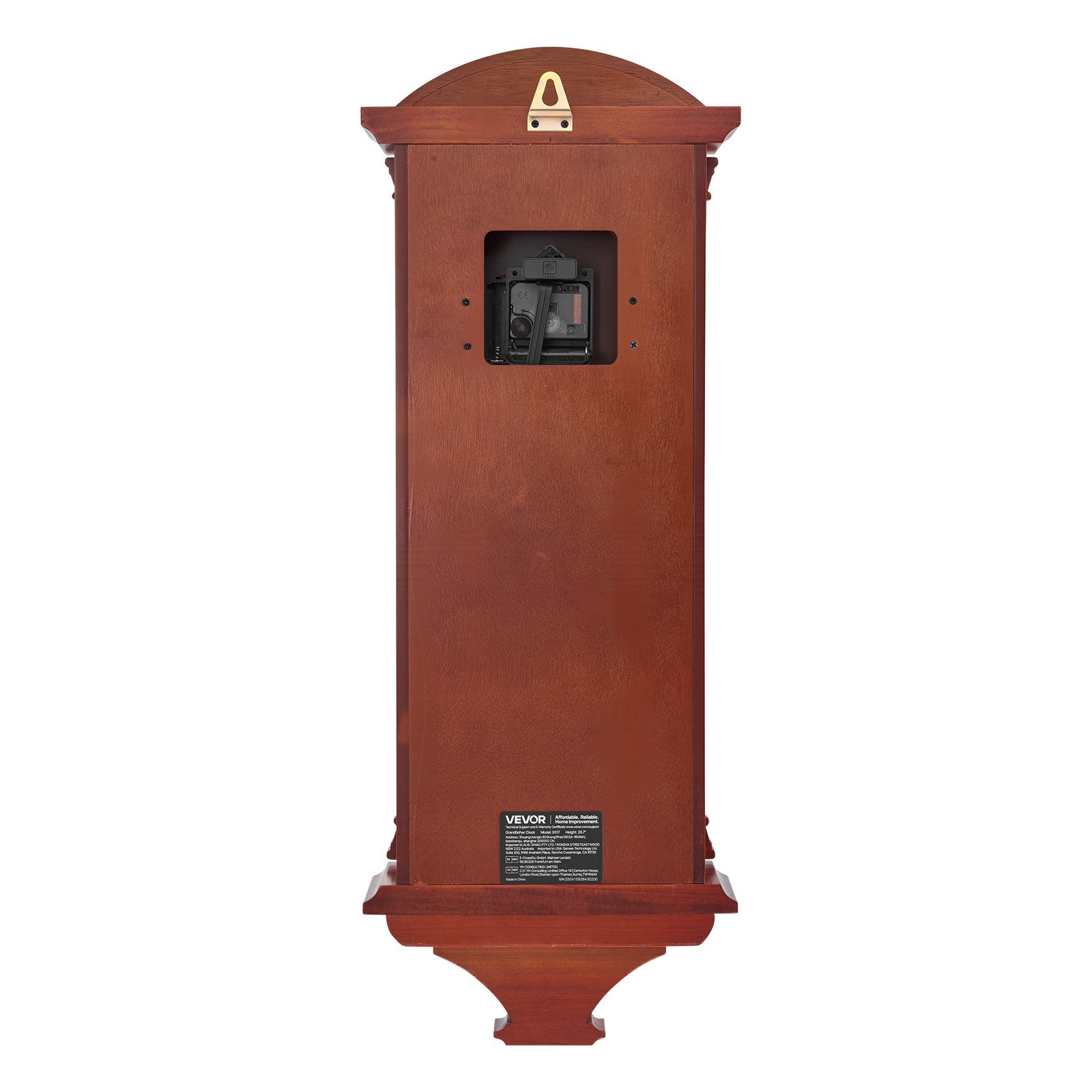 VEVOR Pendeluhr Vintage, 680x260x125 mm, klassische Wanduhr aus Kiefernholz und MDF mit Quarzwerk, für Wohnzimmer, Schlafzimmer, Heimdekoration und Geschenk (Kirschfarben-Finish)