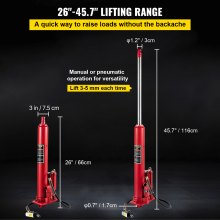 VEVOR hydraulischer pneumatischer Wagenheber 8 t mit langem Kolben mit Einzelkolbenpumpe & Gabelkopfbasis, manuelle Hubarbeitsbühne mit Griff, für Garagen Werkstätten, Motorhebebühne, rot