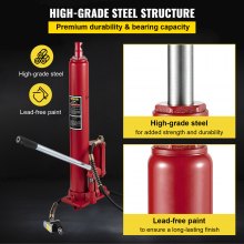 VEVOR hydraulischer pneumatischer Wagenheber 8 t mit langem Kolben mit Einzelkolbenpumpe & Gabelkopfbasis, manuelle Hubarbeitsbühne mit Griff, für Garagen Werkstätten, Motorhebebühne, rot