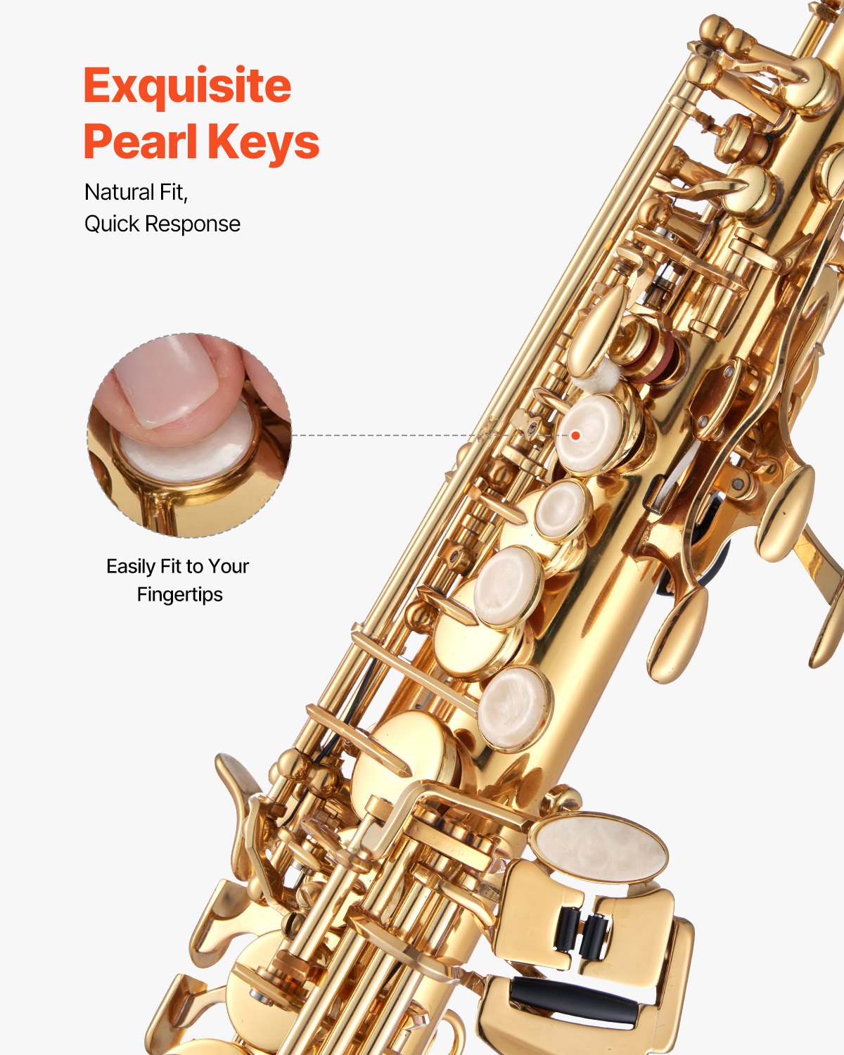 VEVOR Soprano Saxophone, B-flat Major, Brass Saxophone Beginner Set with Carrying Case, Mouthpiece, Cleaning Cloth, Stick, Gloves, Neck Strap, 23-Key Sax Set, for Beginners & Students, Gold