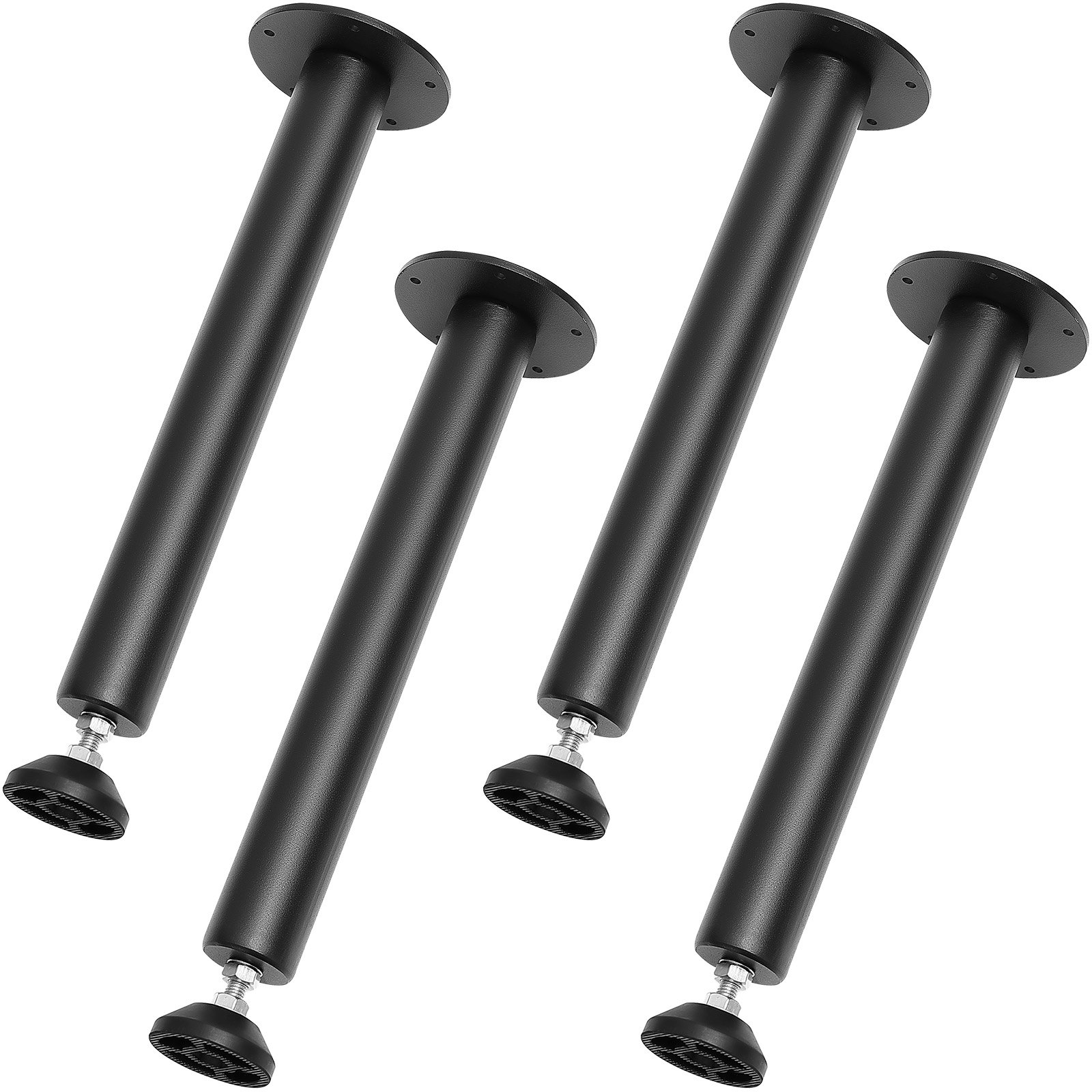 VEVOR 4-piece set of height-adjustable table legs, 406mm high, 110mm mounting plate, carbon steel, matte black powder coating, table feet with rubber feet, 544kg load capacity