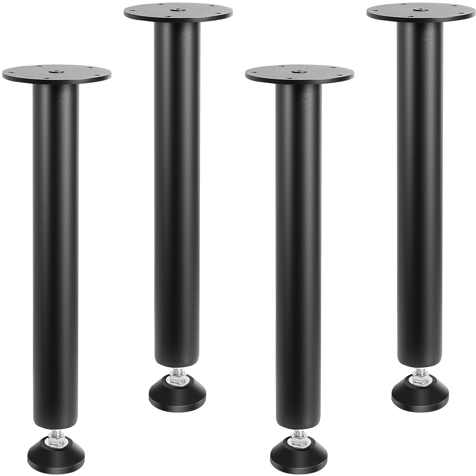 VEVOR 4-piece set of height-adjustable table legs, 406mm high, 110mm mounting plate, carbon steel, matte black powder coating, table feet with rubber feet, 544kg load capacity