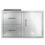 VEVOR Outdoor Kitchen Drawer Combo, 82 x 55 x 52 cm (WxHxD), 2 Drawers, for BBQ Island Storage, Patio Bars and Grill Station, with Handle, Built-In BBQ Island Drawers Organize Cookware Accessories