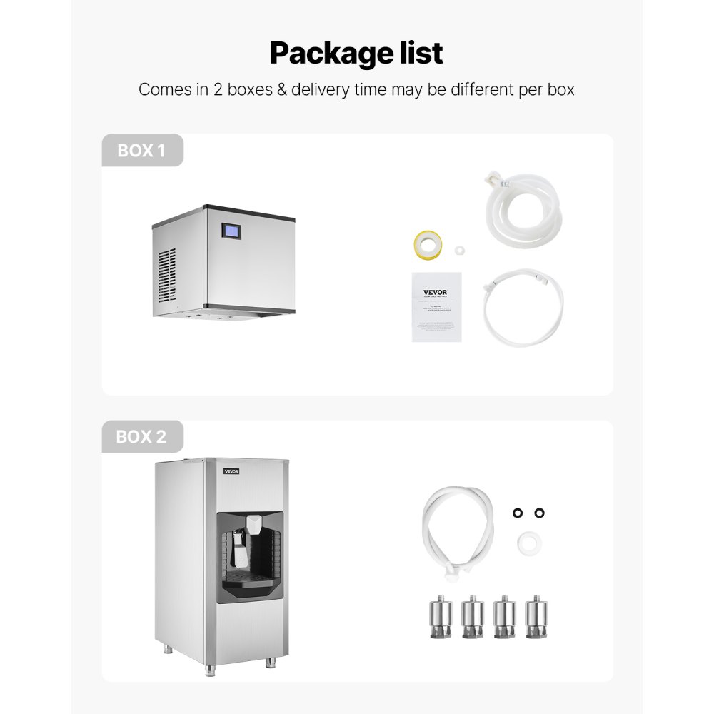 VEVOR Gewerblicher Eisbereiter 226,8 kg/Tag Eismaschine, 80 kg großer Eisvorratsbehälter mit automatischer Eisausgabe von 9 kg/Min., selbstreinigende Eismaschine mit Touchscreen für Bar Restaurant