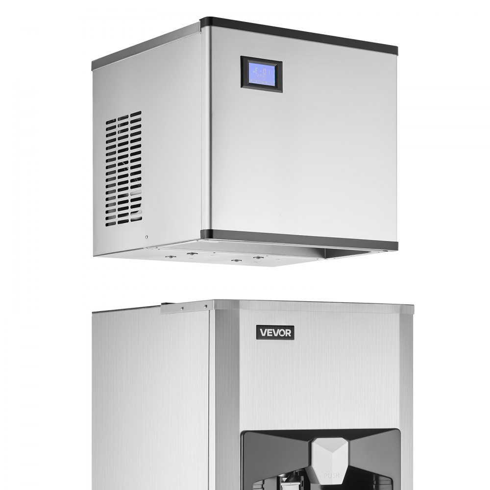 VEVOR Gewerblicher Eisbereiter 226,8 kg/Tag Eismaschine, 80 kg großer Eisvorratsbehälter mit automatischer Eisausgabe von 9 kg/Min., selbstreinigende Eismaschine mit Touchscreen für Bar Restaurant