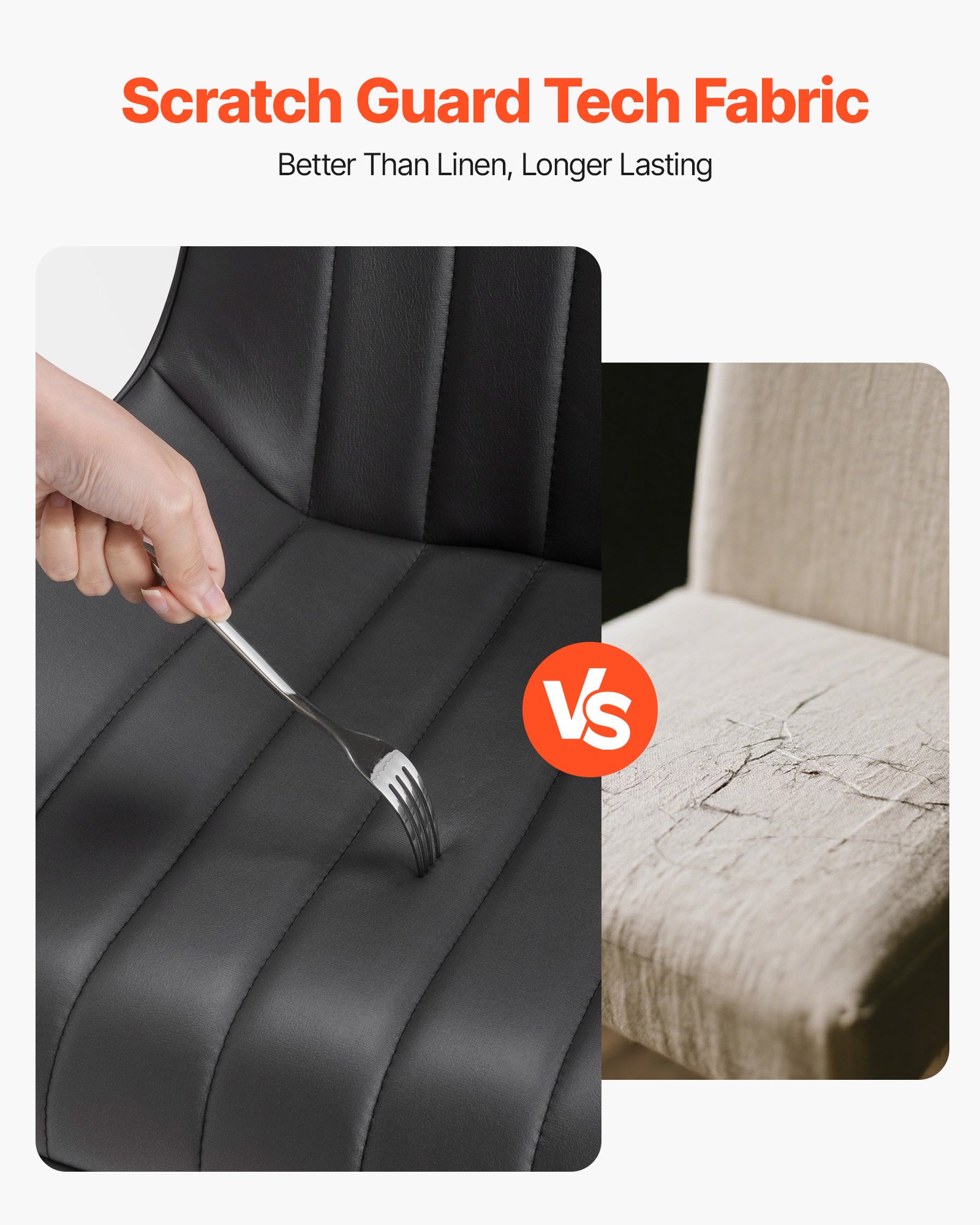 VEVOR moderne Esszimmerstühle, 8er-Set, gepolsterte Stoffstühle für Esstische, platzsparende Küchenstühle mit dicken Kissen & Metallbeinen, Schwarz