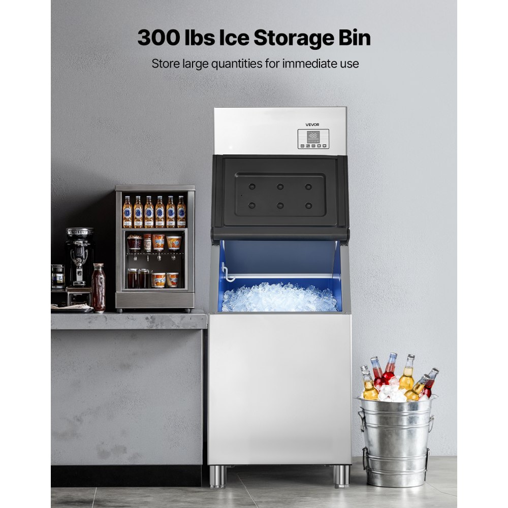 VEVOR gewerbliche Eismaschine, 250 kg/Tag Eisbereiter mit 136 kg Edelstahl-Vorratsbehälter, automatisch selbstreinigende Eismaschine mit Touchscreen für Bar Café Restaurant Geschäft Gewerbe