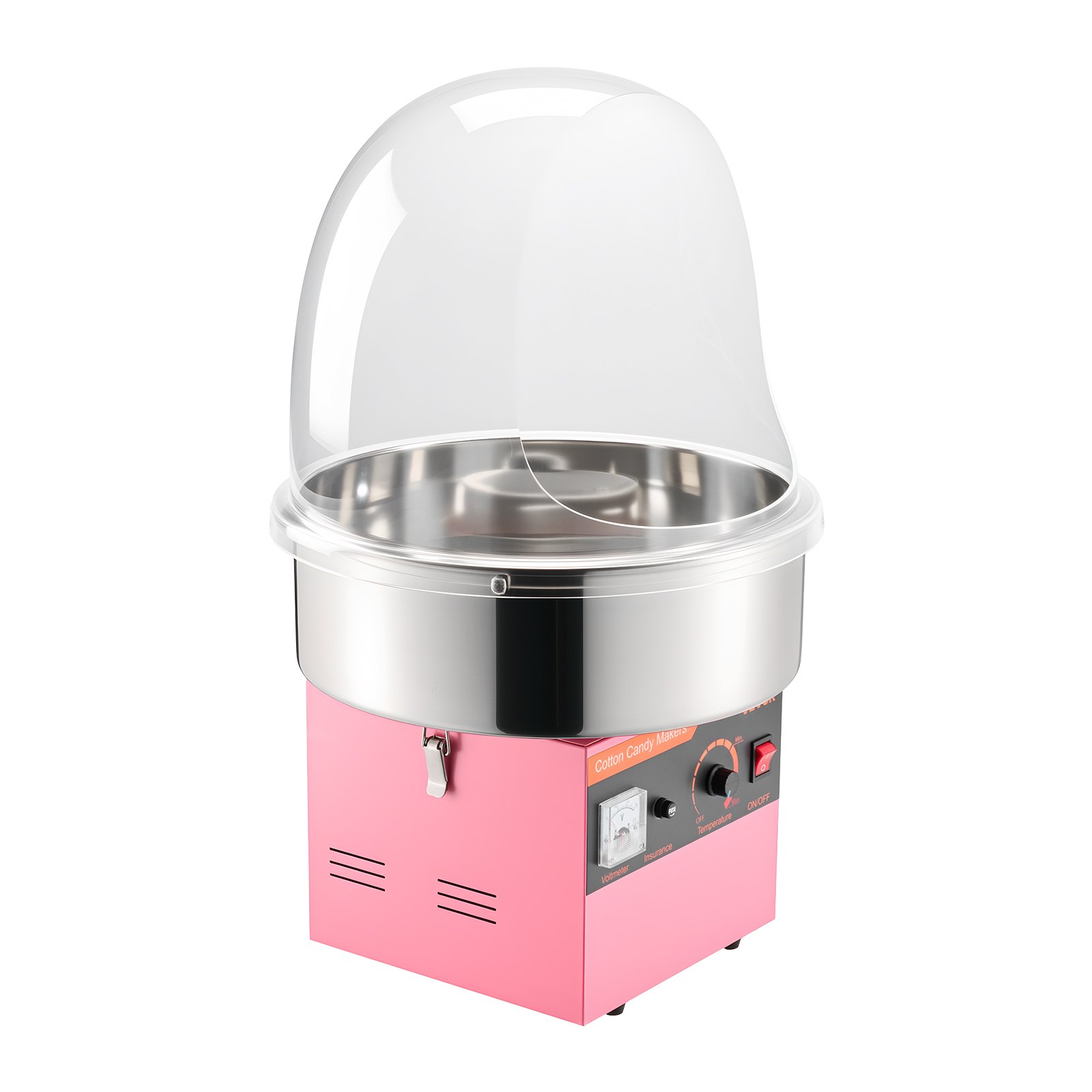 VEVOR Elektrische Zuckerwattemaschine 1000 W, Zuckerwattenmacher mit Deckel & Edelstahlschüssel & Zuckerlöffel, Ideal für Karneval Geburtstage Familienfeiern, Professionelles Zuckerwattegerät Rosa