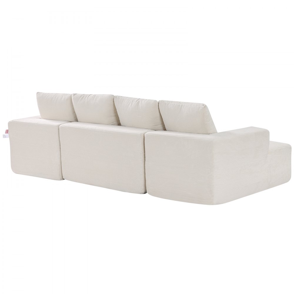 VEVOR Modular Sofa U-shaped Corner Sofa Bed with High-Resilience Foam & High Density, Upholstered Corduroy Sofa (545 kg Load Capacity) with Cushions for Living Room Apartment Beige