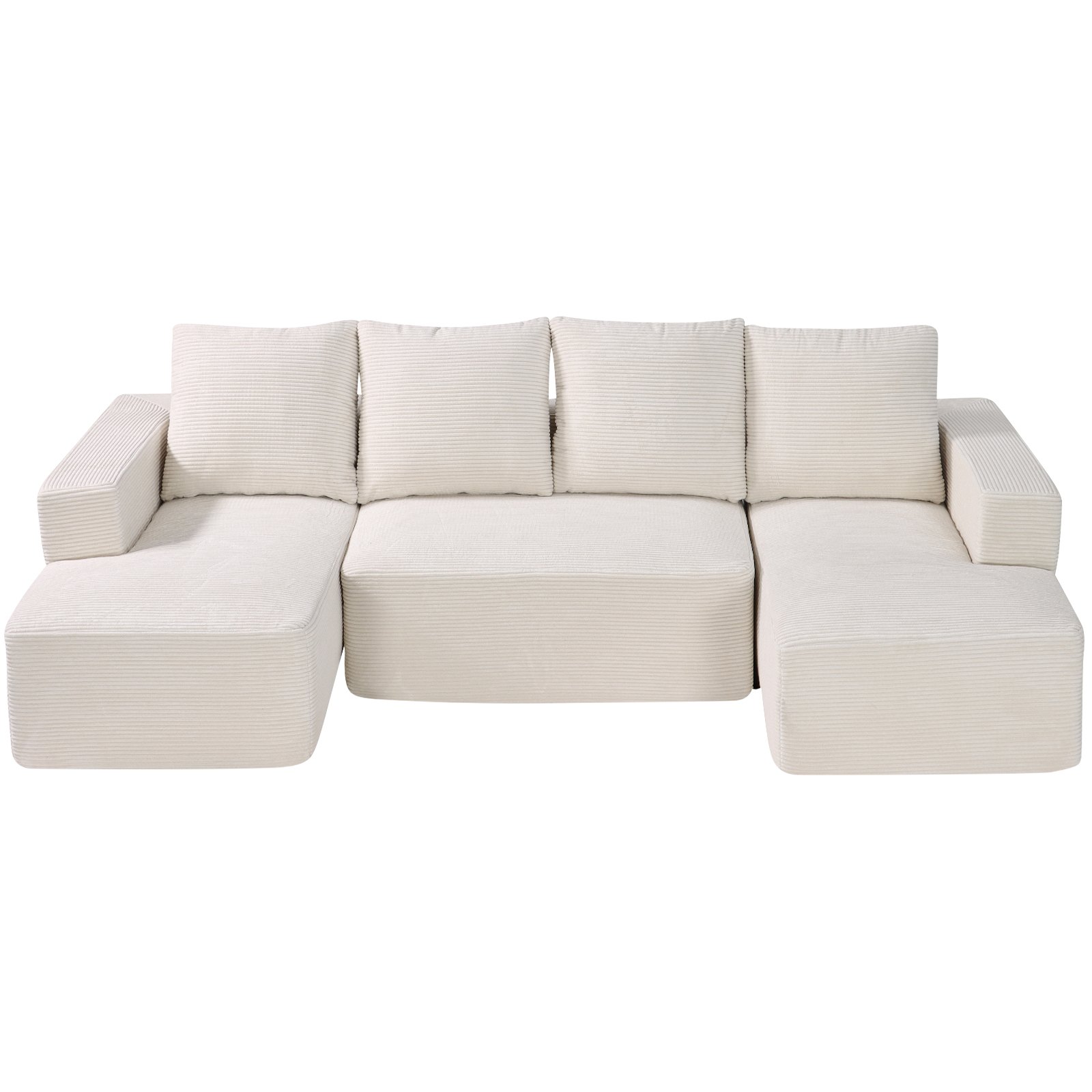 VEVOR Modular Sofa U-shaped Corner Sofa Bed with High-Resilience Foam & High Density, Upholstered Corduroy Sofa (545 kg Load Capacity) with Cushions for Living Room Apartment Beige