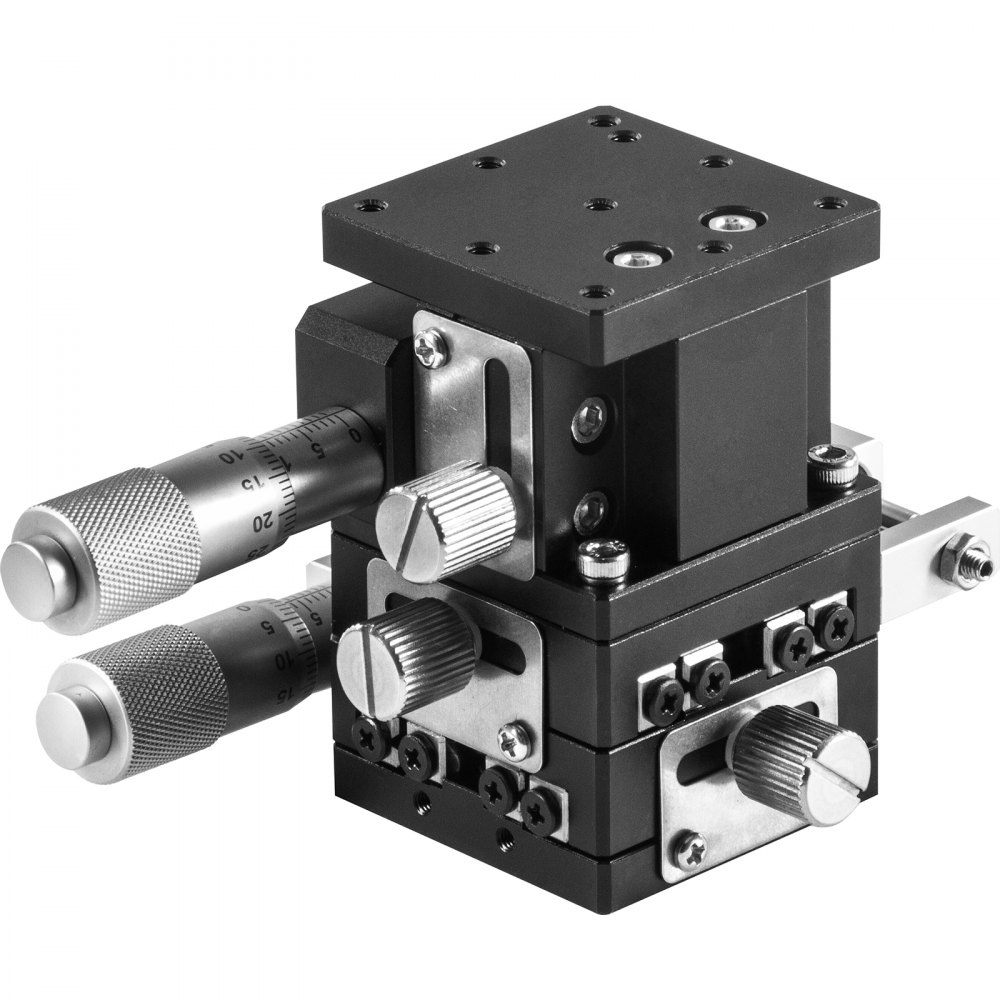 VEVOR 60 x 60 mm Manuelle Lineare Bühne, Aluminiumlegierung Lineare Bühnen-Trimmplattform, XYZ 3 Achsen Lineare Bühne Linear Stage Abstimmplattform quadratisch Belastung 19,2 N Einstellschraube