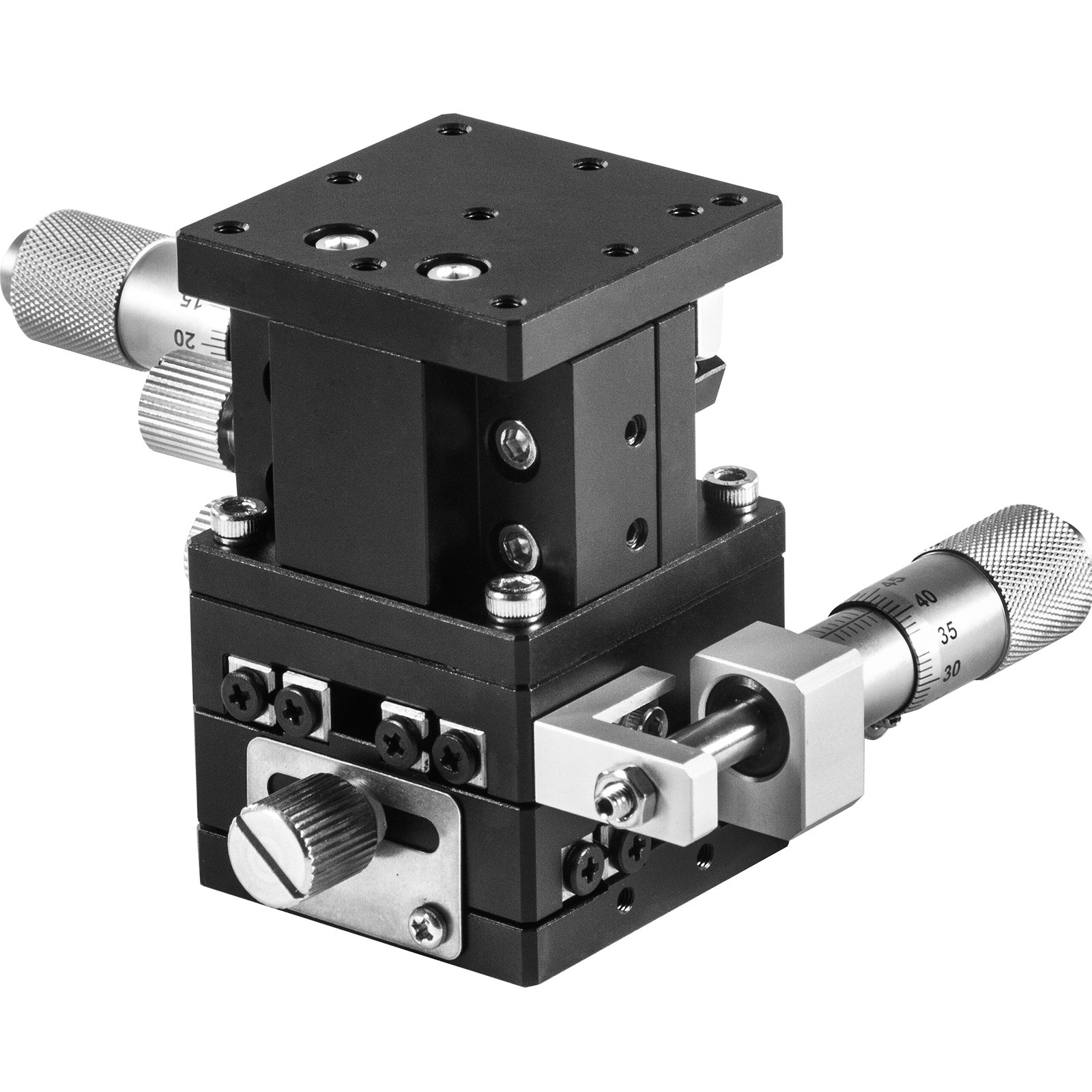 VEVOR 60 x 60 mm Manuelle Lineare Bühne, Aluminiumlegierung Lineare Bühnen-Trimmplattform, XYZ 3 Achsen Lineare Bühne Linear Stage Abstimmplattform quadratisch Belastung 19,2 N Einstellschraube