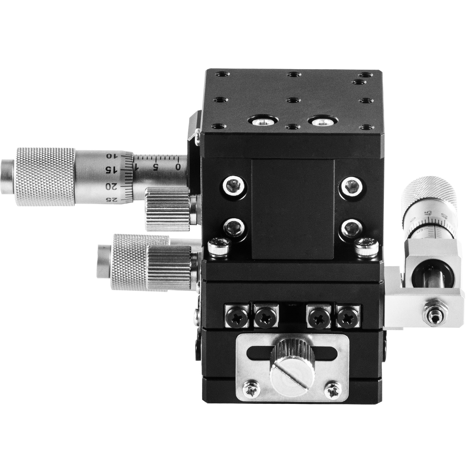 VEVOR 60 x 60 mm Manuelle Lineare Bühne, Aluminiumlegierung Lineare Bühnen-Trimmplattform, XYZ 3 Achsen Lineare Bühne Linear Stage Abstimmplattform quadratisch Belastung 19,2 N Einstellschraube