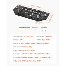 VEVOR Regalstiftlehre und Scharnierlehre Bohrschablone für Schrankbeschläge aus Aluminiumlegierung mit 6,4- und 4,8-mm-Bohrern, Bohrschablone für Schranktüren Bücherregale Kleiderschränke