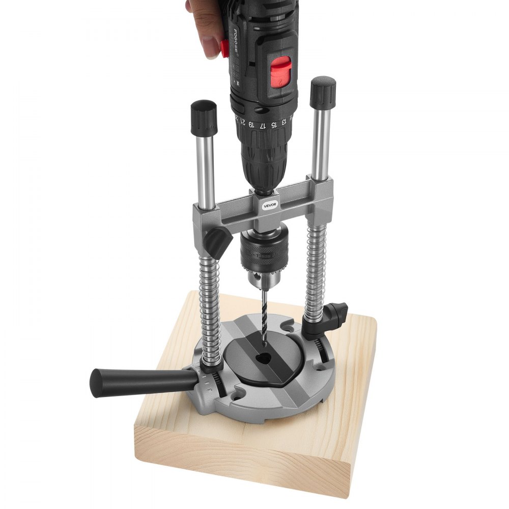 VEVOR Drill Guide, Multi-Angle Press Portable Precision Drilling Guide Jig Attachment, with Large Handle and Mounting Holes, Aluminum Alloy, for Drilling Angled or Straight Holes, for Wood Working