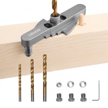 VEVOR Dübellehren-Set selbstzentrierende Dübelbohrlehre Bohrschablone für gerade Löcher, mit Bohrersatz 6,4/7,9/9,5 mm und Bohrer-Anschlagringsatz, Holzbearbeitungswerkzeuge zum Bohren, Markieren