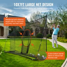 VEVOR Golf-Übungsnetz, riesiges 3,2 x 2,1 m großes Golfnetz, persönliche Driving Range für den Innen- und Außenbereich, tragbares Golf-Hilfsnetz für zu Hause mit Zielscheibe/Fiberglasrahmen/Tragetasch