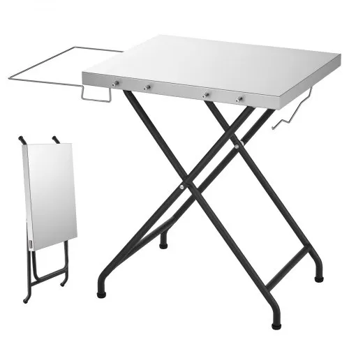 VEVOR Klappgrilltisch 610 x 508 x 710 mm Campingtisch aus Kohlenstoffstahl für Fritteusen und Pizzaöfen, mit Staufach, 32 kg Tragkraft, mit Seitlichen Halterungen für Utensilien, Taschentuchhalter