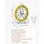 VEVOR Fiberglas Kabel Rad 100 m Ø6,3mm Glasfaserstab, Fischband mit Ständer, Kabeleinziehhilfe mit Markierungen, Kabeleinfädler, Kabelzieher für Wände & Elektroinstallationsrohre, Nichtleitend