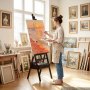 VEVOR Atelierstaffelei Standstaffelei für Leinwände bis 910 mm Walnussfarbe, Holzstaffelei für Künstler/innen, Acryl-, Öl-, & Aquarellmalerei, Höhen-& Winkelverstellbar, H-Form, Aufbewahrungsschublade