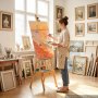 VEVOR Atelierstaffelei Standstaffelei für Leinwände bis 910 mm Naturfarbe, Holzstaffelei für Künstler/innen, Acryl-, Öl-, & Aquarellmalerei, Höhen-& Winkelverstellbar, H-Form, Aufbewahrungsschublade