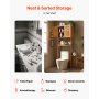 VEVOR Toilettenschrank Badezimmerschrank mit Doppeltür & verstellbarem Regal, platzsparender 3-stöckiger Badschrank über der Toilette mit offenem Regal, 65x27x175 cm Aufbewahrungsschrank Natur